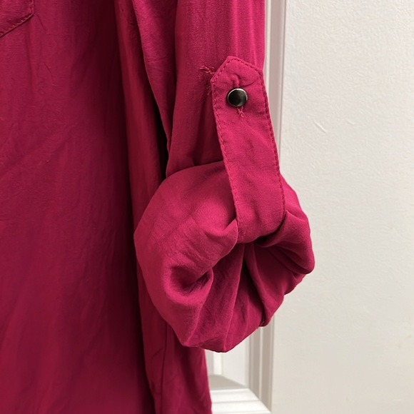 Torrid Harper Long Sleeve Dark Fuchsia Blouse - Picture 3 of 5